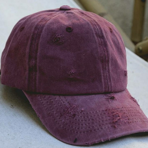 Washed marroon blank or distressed dad hat - Picture 2 of 3